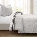 Lush Decor Farmhouse Stripe Reversible Cotton Comforter Set, 2-Piece, Twin XL Black - Twin Bedding Set - Dorm Decor - Striped Comforter for Farmhouse Bedroom Decor