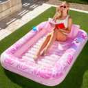 SLOOSH Inflatable Tanning Pool Lounger Float,70" x 46" Pool Floats Adult with Pillow,4 in 1 Suntan Tub Raft Floatie,Sunbathing Bed Lounge for Water Blow Up Kids Ball Pit Party Gifts,L-Blushing Pink