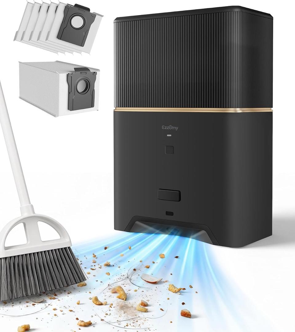 Touchless Vacuum Automatic Dustpan, Bagged Design with Replaceable Dust Bags, Up to 3-Month No Cleaning, 26,000Pa Powerful Suction, One-Touch Auto & Manual Mode for Pet Hair Kitchen & Salon