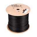 TRUECABLE Cat6 Outdoor Bulk Ethernet Cable with Messenger, Shielded F/UTP, 1000ft, UV Resistant OSP Jacket, Aerial, Black, 23AWG Solid Bare Copper, 550MHz, PoE++ (4PPoE)