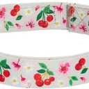 Blueberry Pet 7 Patterns Cherry Garden Grey Adjustable Dog Collar with Dainty Flowers, Medium, Neck 14.5"-20"