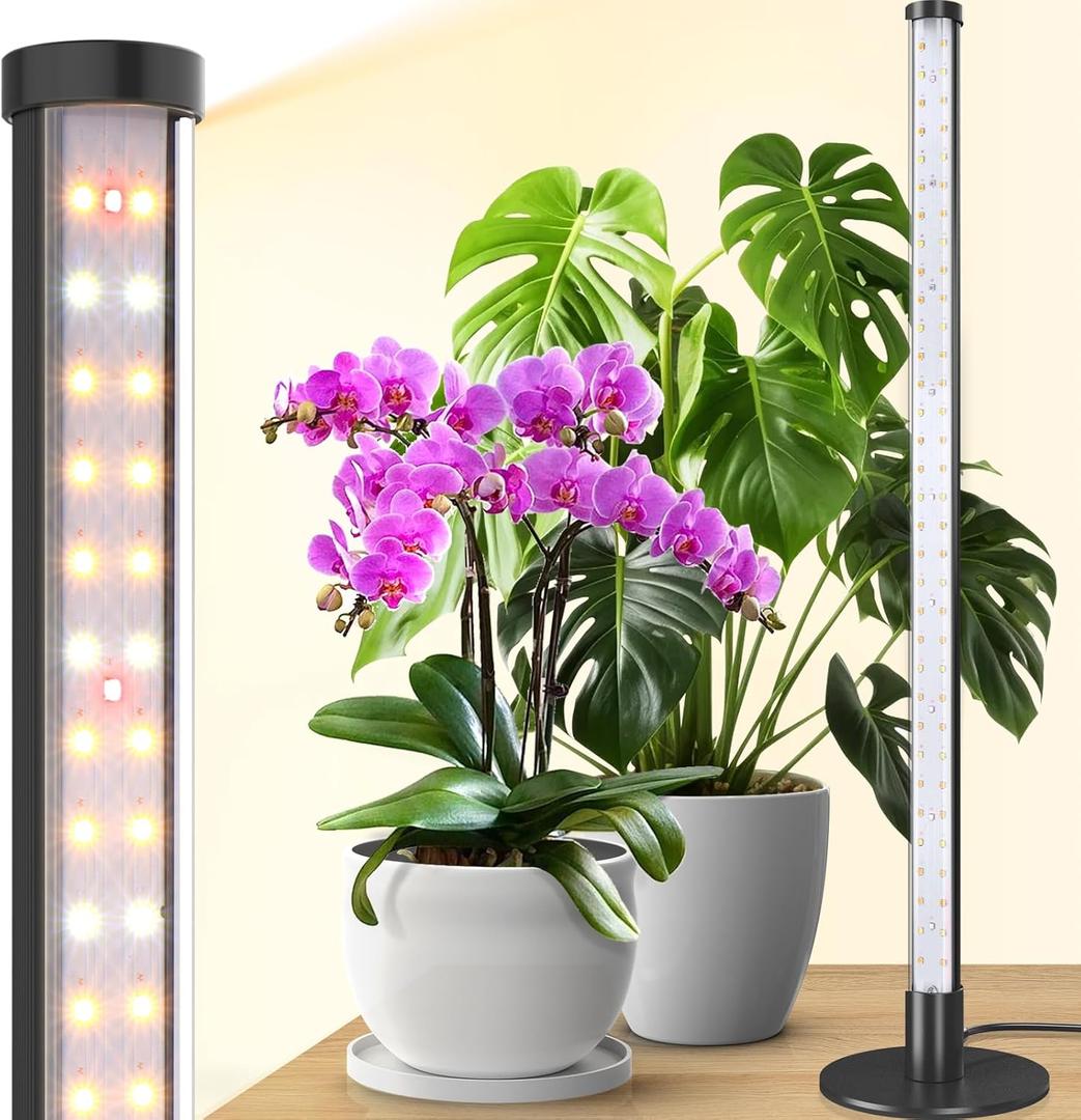 Barrina Standing Grow Light for Indoor Plants, 20W 2FT Desk LED Plant Light, Hanging and Standing, Table Top Full Spectrum Vertical Grow Lights with Stand and On/Off Switch, Ideal for Plants Growth (3000k+6500k+660nm)