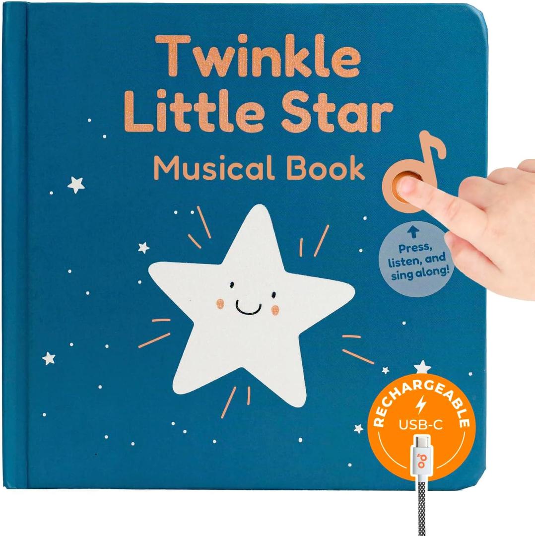 Cali's Books Twinkle Twinkle Little Star  USB-C Rechargeable Musical Book for 1-Year-Old | Sound Book for Toddlers 1-3 with Bedtime Lullabies  Nursery Rhymes Musical Book