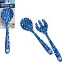 Rite Lite Hanukkah Salad Server Gift Set - Fork & Spoon Melamine Chanukah Mosaic Design Elegant Jewish Holiday Party Hostess Gifts Party Favors Cooking Kitchen Accessories Festival of Lights