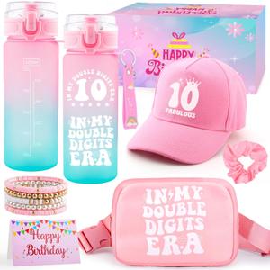 10 Year Old Girl Birthday Gifts, 10th Birthday Gifts for Girls, Gifts for 10 Year Old Girl Water Bottle, Bag, Double Digits Birthday Decorations for Daughter Niece, Things for 10 Years Teen Girls
