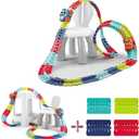 Replacement Track Set Builder Pieces, Compatible with Car/Train Tracks, 32-Piece Straight Track Set