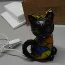 2025 New Series Art Desk Lamp, Lamps for Night Stands, Stained Resin Cat Tabletop Light, Cute Pet Cats Themed Led Table Lamps, Creative Animals Table Lamp, Fun Gift for Cat Lovers (A)