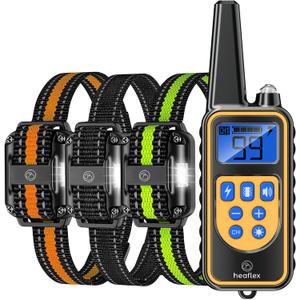 Dog Shock Collar with Remote, Dog Training Electric Collar, Waterproof Rechargeable, 1640ft Dog Shock Collar with LED Light, Beep, Vibration, Shock for Medium/Large 3 Electronic Collars Dogs