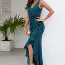 FQA Formal Evening Dresses for Women Elegant Evening Party Prom Dress Long Sexy V Neck Sleeveless Split Wrap (XL)