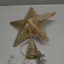 Christmas Tree Topper 10" Golden Glittered Star Tree Topper with 30 LED Lights Xmas Tree Topper Star for Xmas Decorations Ornaments Holiday Party Indoor Decor