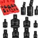 11PCS Impact Socket Adapter and Reducer Set, 1/4" 1/2" 3/8" 3/4" Impact Adapter Set & Universal Joint Impact Swivel Socket Set, Wobble Drive Socket Set with Storage Case