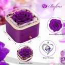 Beferr Birthday Gifts for Women Preserved Real Rose with Necklace Eternal Purple Roses Forever Flowers for Delivery Anniversary Mothers Day Flower Gifts for Mom Wife Grandma Daughter Her Girlfriend