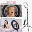 18 inch LED Ring Light with Tripod Stand Dimmable Makeup Selfie Ring Light for Studio Portrait YouTube Vlog Video Shooting with Carrying Bag and Remote Controller, CRI 90