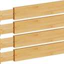 BAMEOS 4" High Drawer Dividers Bamboo Separators Organization Expandable Organizers for Kitchen Bedroom Bathroom Dresser Office 4-pack (Natural)
