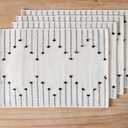 Cotton Linen Blend Square Placemats - Farmhouse Rustic Woven Bohemian Machine Washable Table Mats with Tassels for Dining Table 7 pieces