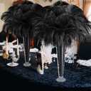 Yuxung 6 Sets Wedding Table Centerpiece Accessories Including 159 Pieces Natural Ostrich Feather Bulk Plastic Vases and Beads Necklaces for Wedding Home Party Centerpiece Supplies(Black)