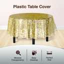 Exquisite Lace Table Cloth Round Table Plastic 6-Pack Lace Tablecloth Round 84" | Clear & Gold Floral Tablecloth Disposable | Wild Flower Party Decorations & Party Supplies
