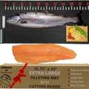 Fish Fillet Mat with Fish Cutting Board, Extra Large 33"x15.75", Portable & Grippy Fish Cleaning Mat - Durable & Easy to Clean, Rollable Fish Fillet Board