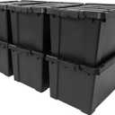 IRIS USA 20 Gallon Lockable Storage Bins with Lids, 6 Pack - Made in USA, Heavy Duty, Stackable Containers, Garage Organizing Bins Moving Tubs, Rugged Sturdy Equipment Utility Box - Black