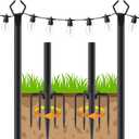 2 Pack String Light Poles,10 Ft Light Poles for Outside String Lights,Outdoor Lights Pole with Fork,Metal Poles Stand for Patio Deck Backyard