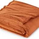 Bedsure Burnt Orange Fleece Throw Blanket Mango - 300GSM Soft Lightweight Plush Cozy Blankets for Bed, Sofa, Couch, Travel, Camping (Throw (50" x 60"))
