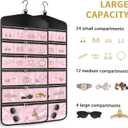 CHICECO Hanging Jewelry Organizer With Zippered Pockets,40 Pockets Travel Jewelry Organizer Storage for Cloest,Wall,Door (Pink)