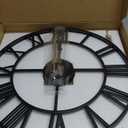 LEIKE 16" Large Wall Clocks Battery Operated, Round Modern Silent Non-Ticking Black Metal Wall Clock for Living Room Decor, Bedroom Kitchen (40cm Diameter, Black Roman Number)