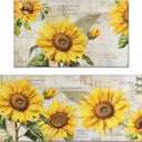 2 Piece Sunflower Kitchen Decor Rugs Set, Farmhouse Country Kitchen Rugs and Mats Non Skid Washable Absorbent Microfiber Kitchen Mats for Floor Mats Accessories Decoration 17"x47"+17"x30" (Yellow)