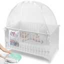 Baby Crib Tent to Keep Baby from Climbing Out – Breathable Cotton Mesh – Locking Zippers – Pop-Up Crib Canopy Net – Safe Anti-Climb Crib Cover – Izybu Crib Tent – Fits Standard 52” Cribs