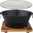 Round Seasoned Cast Iron Charcoal Hibachi Grill