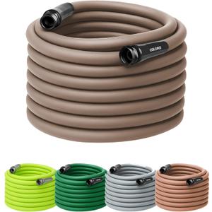 Flexzilla Colors Garden Hose 5/8 in. x 100 ft., Lightweight All-Weather Water Hose, Durable and Flexible, Leak-Free Connections, Brown Mulch