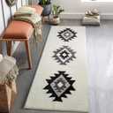 DEXDE Bathroom Runner Rugs 24x60 Inches - Non-Slip Quick Dry Machine Washable Bath Mats, Boho Geometric Absorbent Long Carpet for Bathroom, Black and White