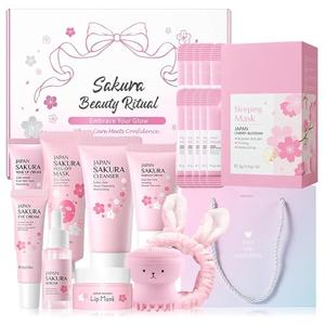 Japan Sakura Skin Care Set For Teen Girls, Skincare For Girls 10-12, Skin Care For Teens 10-12, Japanese Cherry Blossom Kids Skin Care Set For Girls Ages 8-12, Skin Care For Kids