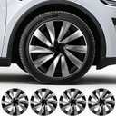 4PCS Wheel Covers for New Tesla Model Y Juniper 19 inch 2025-2026, Hubcaps Fits for Tesla Model Y Juniper, Rim Cover Protector Wheel Cover,Black and Silver