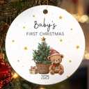 2 x Bear Baby's First Christmas Ornament Gifts for New Parents, 2025 New Baby Ornaments for Christmas Tree, Ceramic