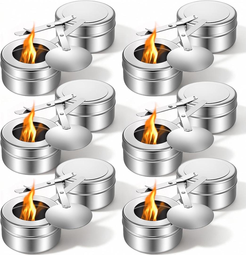 12 Pcs Stainless Steel Chafing Fuel Holder with Safety Cover, Chafer Wick Canned Heat Box Holder for Buffet Barbecue Parties and Catering Events