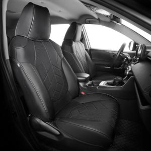 for Toyota RAV4 Seat Covers 2019 2020 2021 2022 2023 2024 2025 RAV 4 LE XLE Limited XLE Premium (Gas not for Hybrid) - Custom Leather Car Seat Covers Full Set - Black