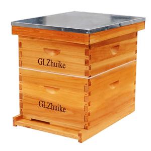 10 Frame Beeswax Coated Bee Hive Kit, Include Deep Brood Box & Medium Honey Super with Bee Frames & Foundations | All-Natural Beekeeping Supplies for Beginners & Professionals (Unassembled)