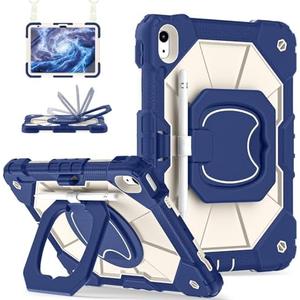 Scnioy Case for iPad (A16) 11th Generation 11 Inch (2025), iPad 10th Generation Case 10.9 Inch (2022), Shockproof Cover with 360° Rotating Stand Screen Protector Pen Holder Shoulder Strap, Navy Grey