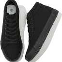 Men's White Canvas High Top Sneakers - Classic Lace-Up Walking Shoes, Light-Weight Soft Casual Tennis Shoes 9.5