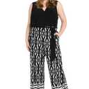R&M Richards Women's Elegant Sleeveless Wrap Jumpsuit W/Geometric Print & Belted Waist - One-Piece Casual Style 8