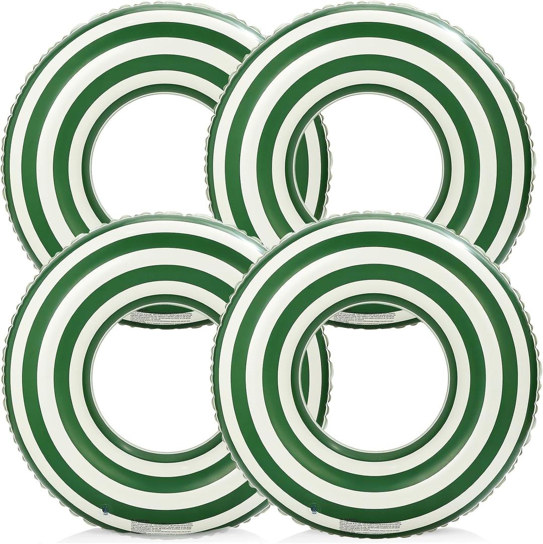 4 PCS Striped Pool Floats for Adults -36 inch Swimming Rings Tubes -Inflatable Pool Float Tube for Adults Pool Floats for The Beach, Party, Vacation