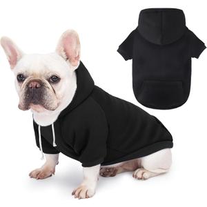Dog Basic Hoodie Soft Dog Clothes Cold Weather Sweaters for Medium Large Dogs Cozy Fabric Warm Sweatshirt with Leash Hole (Black, L (Back: 20.47",Chest: 28.35", Neck: 21.26"))
