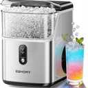EUHOMY Nugget Ice Maker Countertop, Ready in 7 Mins, 34Lbs/24H Pebble Ice Maker Machine, Self-Cleaning Countertop Sonic Ice Makers with Ice Scoop&Basket, Pellet Ice Maker for Home, Stainless Steel