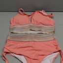 Blooming Jelly Women High Waisted Bikini Sets Tummy Control Swimsuits Color Block Two Piece Drawstring Bathing Suit (Medium, Coral Pink)