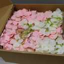 65PCS Creamy Ivory White and Pink Artificial Hydrangea Flowers Bulk with Stems, Silk Faux Hydrangea Heads for Vintage Wedding