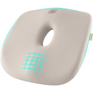 Skechers Seat Cushion Memory Foam,Donut Pillow Office Chair Cushion for Tailbone Pain Relief,Butt Pillow for Office Chair,Car seat Cushion,Long Sitting Office Workers,and Car Drivers,Beige