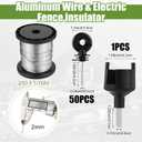 MorningRo Electric Fence for Preventing Animals Intruding 2 Mile 110VAC 0.15 Joule Electric Plug in Fence, 50 Black Insulator and 1 Socket Tool 250ft Aluminum Wire for Animals and Keep Out Predators