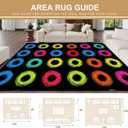 9x12 Area Rugs for Classroom Boho Washable Rug for Playroom Abstract Black Colorful Handpainted Circles Rings Geometric Carpet for Kids Soft Rubber Backed Non-Slip Carpets for School Learning Room