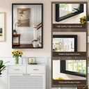 Syndra Black Wood Frame Bathroom Mirror, 24''x36'' Modern Vanity Mirror for Wall, Waterproof Slim Deep Frame, Rectangular HD Tempered Glass Mirror for Living Room, Bedroom, Entryway, Rustic, Farmhouse